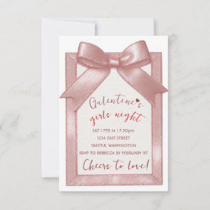 Pink Bow Custom Galentine's Party Invitation