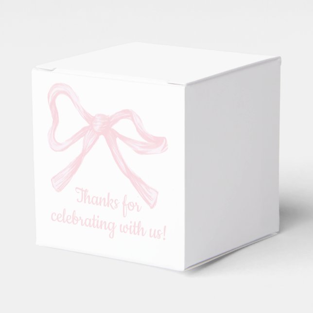 Pink Bow, Custom Pink Ribbon Favor Box (Front Side)