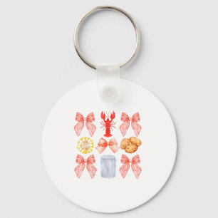 Pink Bow Cute Coquette Crawfish Boil Y2k Girl Aest Keychain