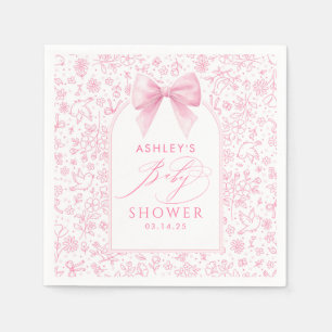 Pink Bow Cute Whimsical Chinoiserie Baby Shower  Napkin