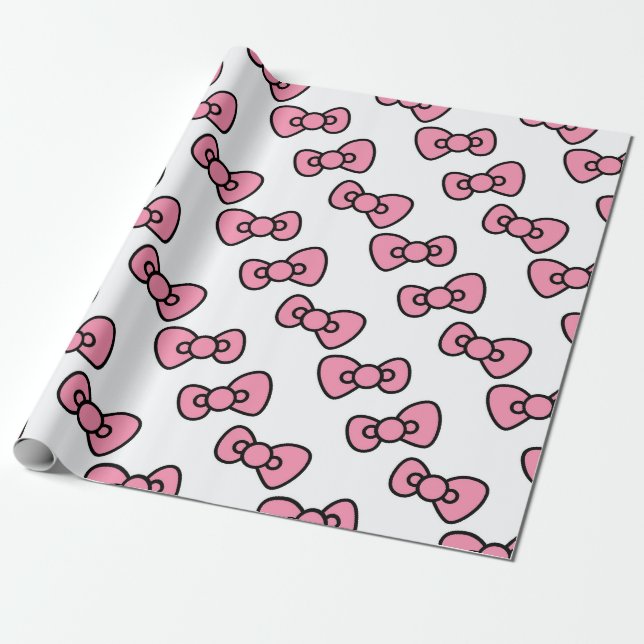 Pink Bow Delight Wrapping Paper (Unrolled)