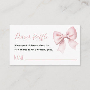 Pink Bow Diaper Raffle Coquette Baby Girl Shower Enclosure Card