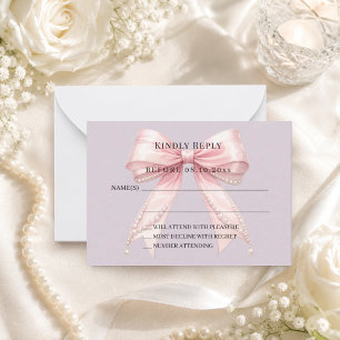 Pink bow dusty lavender response RSVP Card