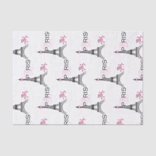 Pink Bow Eiffel Tower Paris France Poodle Chic Tissue Paper