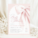 Pink Bow Elegant Baby Shower Invitation<br><div class="desc">Pink Bow Elegant Baby Shower Invitation. This elegant invitation features a charming blush pink bow and romantic handwritten script, perfect for a whimsical baby girl shower. The chic ribbon and preppy design add a touch of sophistication, while the editable template allows for easy customization. Create a beautiful and memorable invitation...</div>