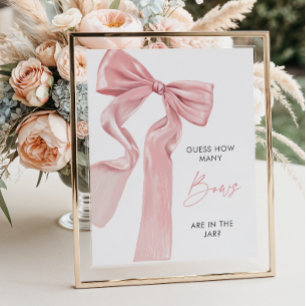 Pink Bow Elegant Coquette How Many Bows Poster