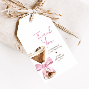 Pink Bow Espresso Martini Baby Shower Favour Tags