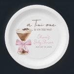 Pink Bow Espresso Martini Baby Shower Paper Plate<br><div class="desc">Make your Martini baby shower extra special with these delightful round paper plates! Sturdy yet stylish,  these plates are perfect for serving delicious bites while complementing your theme in the most adorable way. 

BS1099</div>