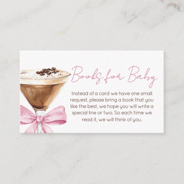 Pink Bow Espresso Martini Books for Baby Enclosure Card (Front)