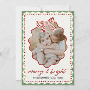 Pink Bow Family Photo Christmas Holiday Card
