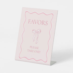 Pink Bow Favour Pedestal Sign