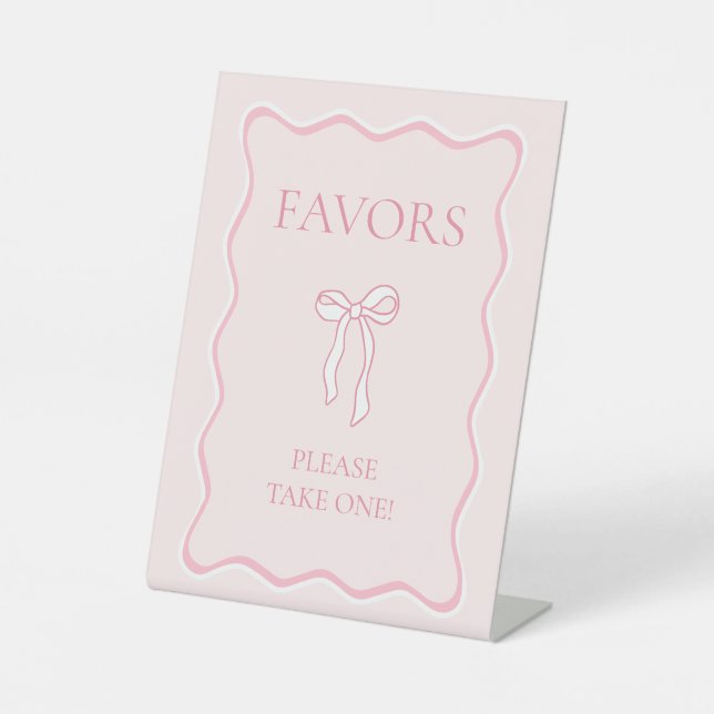 Pink Bow Favour Pedestal Sign (Front)