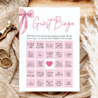 Pink Bow Find the Guest Bingo Bridal Shower Game