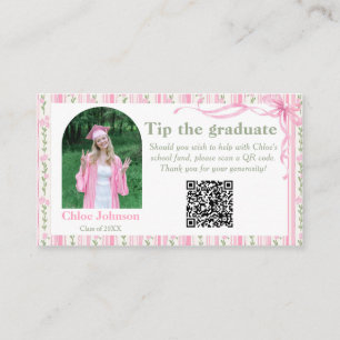 Pink Bow Floral Graduation Enclosure Card