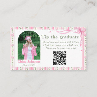 Pink Bow Floral Graduation Enclosure Card
