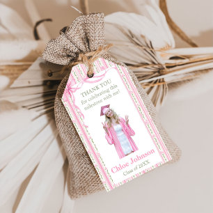 Pink Bow Floral Graduation Gift Tags