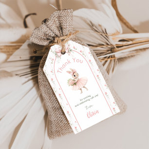 Pink Bow & Floral Some Bunny is One 1st Birthday Gift Tags