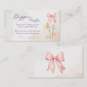 Pink Bow Floral Watercolor Dipper Raffle Card 