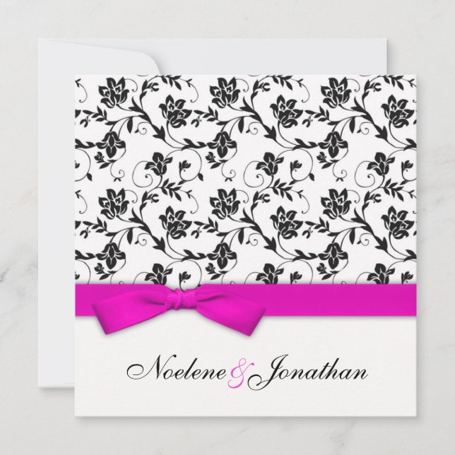 Pink Bow Flower Wedding Invitation (Front)
