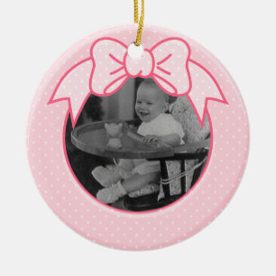 Pink Bow Frame Ceramic Ornament