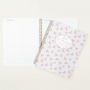 Pink bow Frilly Coquette personalized yearly Planner