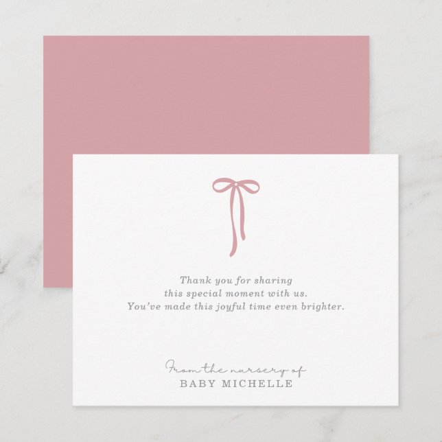 PINK Bow, from the nursery of, text card  (Front/Back)