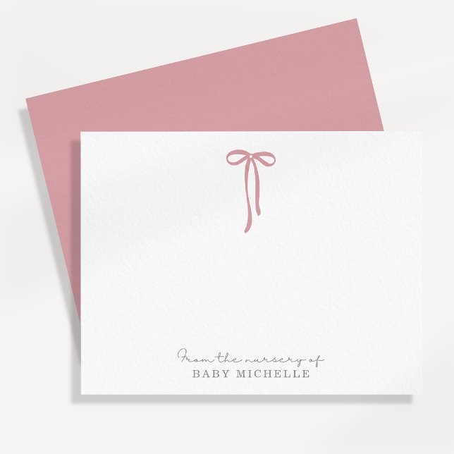 PINK Bow, from the nursery of, thank you card (Creator Uploaded)