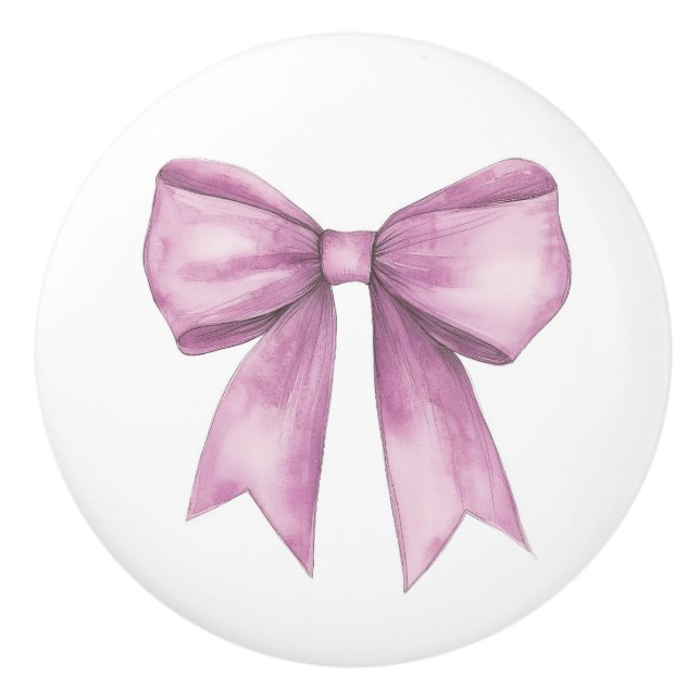 Pink Bow Furniture  Ceramic Knob (Front)
