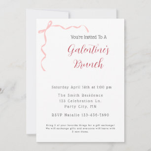 Pink Bow Galentine's Brunch Invitation