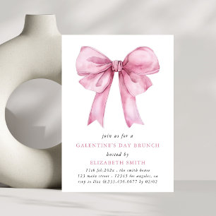 Pink Bow Galentines Day Brunch Invitation