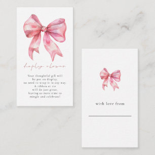 Pink Bow Gift Tag on Back Baby Display Shower Enclosure Card
