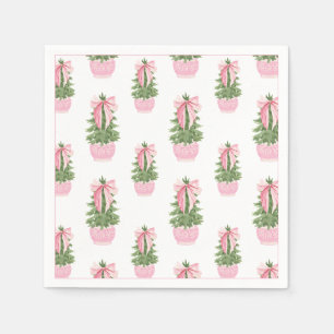 Pink Bow Ginger Jar Christmas Tree Napkin
