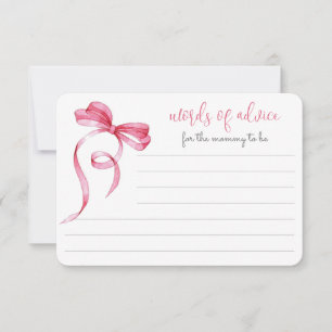 Pink Bow Gingham Words Of Advice Enclosure  Card