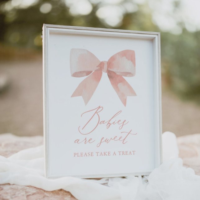 Pink Bow Girl Baby Shower Babies are Sweet Sign (Creator Uploaded)