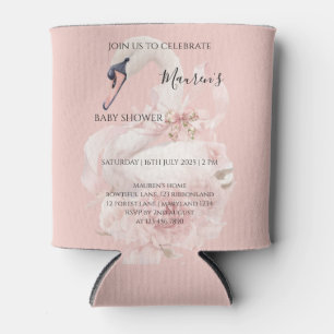 Pink Bow Girl Baby Shower  Can Cooler