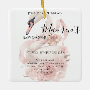 Pink Bow Girl Baby Shower  Ceramic Ornament