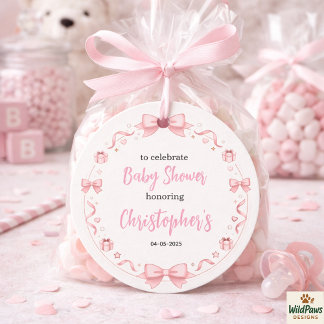 Pink Bow Girl Baby Shower – Cute & Fun Party Favour Tags