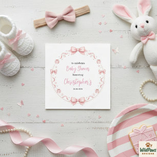 Pink Bow Girl Baby Shower – Cute & Fun Party Napkin