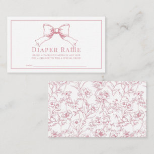 Pink Bow Girl Baby Shower Diaper Raffle Ticket Enclosure Card
