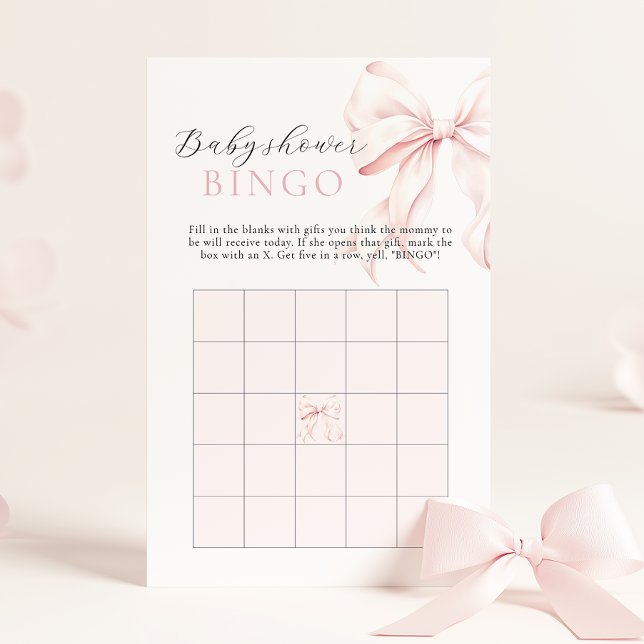 Pink Bow Girl Baby Shower Gift Bingo Activity Game (Creator Uploaded)