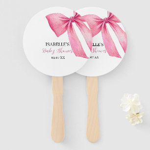 Pink Bow Girl Baby Shower Hand Fan