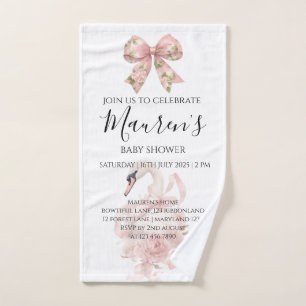 Pink Bow Girl Baby Shower  Hand Towel