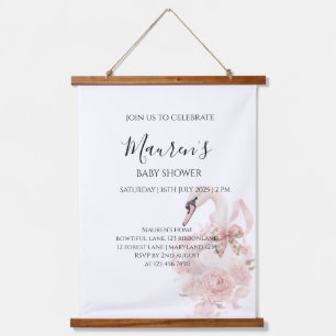 Pink Bow Girl Baby Shower Hanging Tapestry