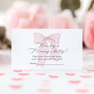 Pink Bow Girl Baby Shower How big is Mommy’s belly Enclosure Card