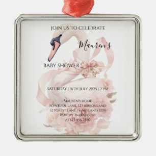 Pink Bow Girl Baby Shower  Metal Ornament