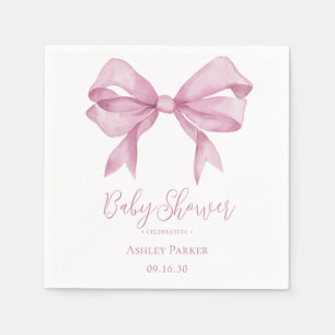 Pink Bow Girl Baby Shower Napkin