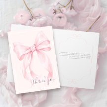 Pink Bow Girl Baby Shower Thank You