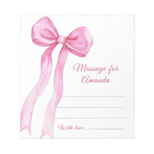 Pink Bow girl birthday time capsule message Notepad