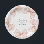 Pink Bow Girl First Birthday Party  Paper Plate<br><div class="desc">Paper Plates Pink Bow Girl First Birthday Party Thank your guests in the sweetest way with this elegant Paper Plates Pink Bow Girl First Birthday Party. Featuring a delicate pink bow design and soft blush tones, it perfectly matches a pink bow themed first birthday party for girls. Easily personalize the...</div>