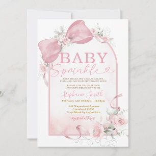 Pink Bow Girl Floral Baby Sprinkle Invite